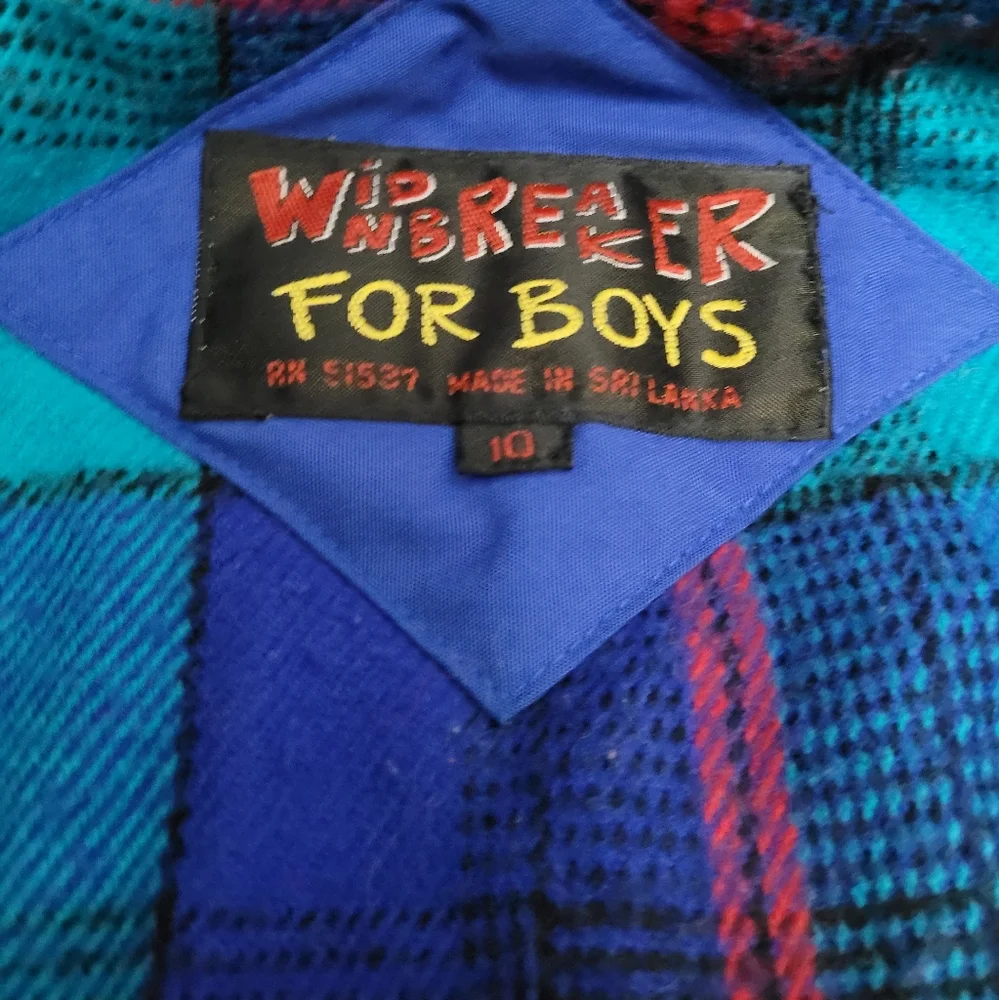 Vintage 1990s Windbreaker for Boys colorblock teal, blue, red winter coat